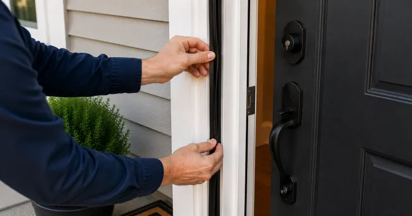 technician performing light test on door seal in Mississauga