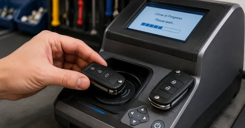 mobile locksmith performing car door key duplication Malton, Mississauga on-site