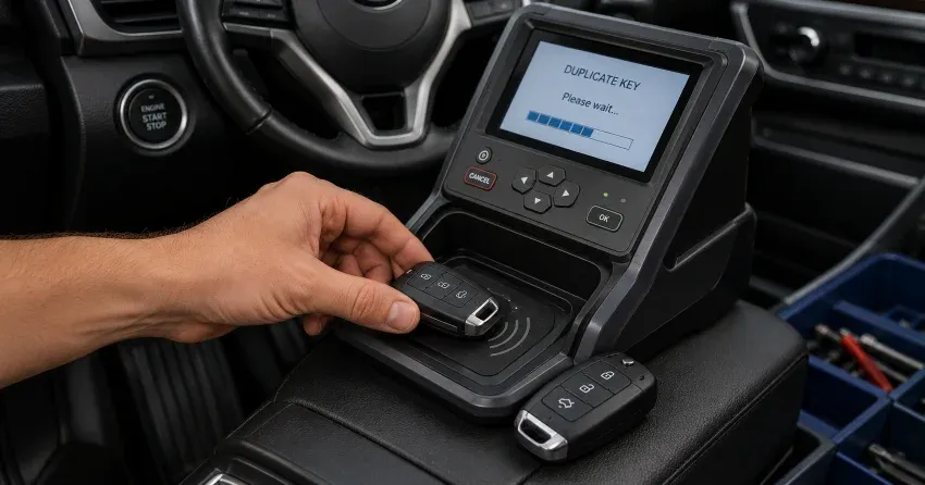 technician cloning a transponder chip key in Mississauga