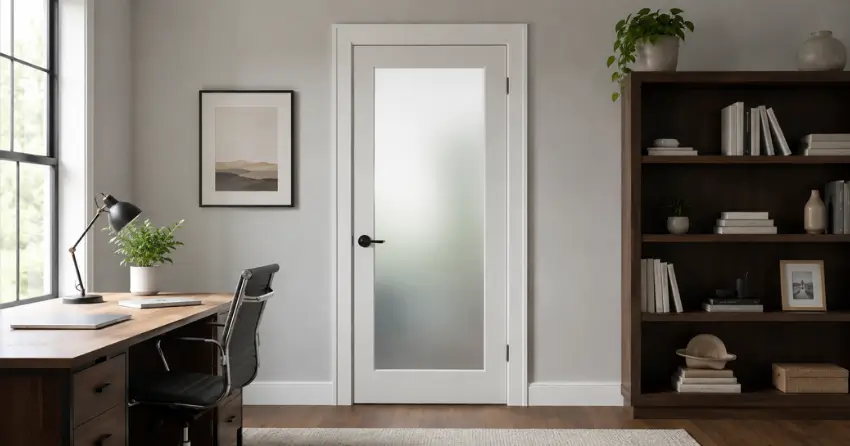 frosted interior door installed in home office in Fairview, Mississauga