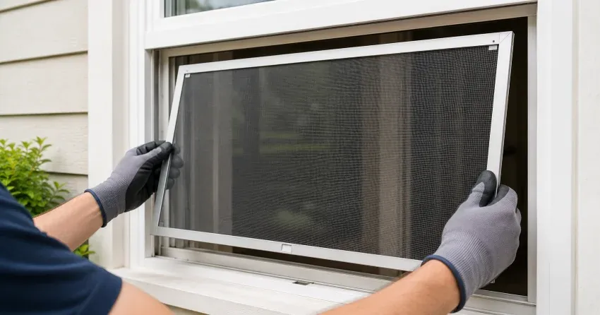 technician repairing a window sash and balance system in Creditview, Mississauga