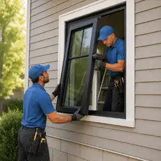Completed exterior door and window work